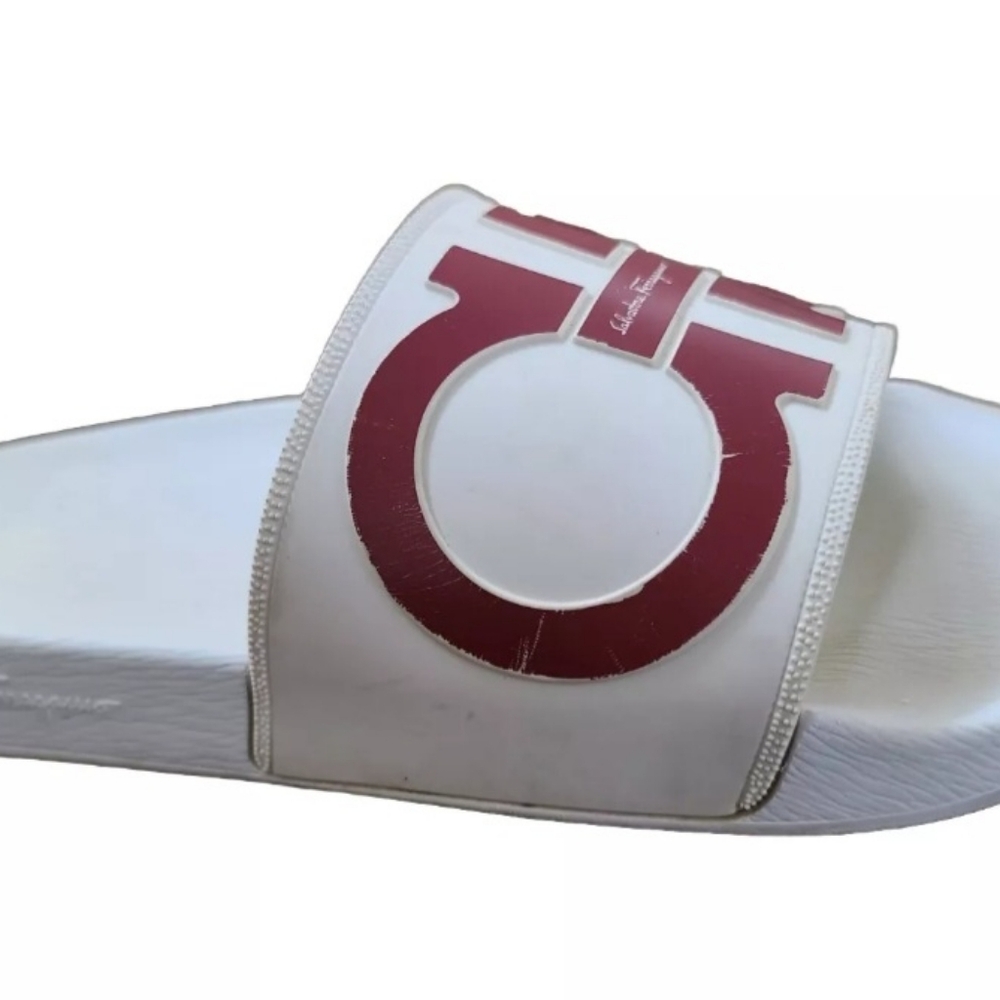 Salvatore Ferragamo Groove 2 White Men's sandal beach slide US 11 11.5 - Picture 7 of 8